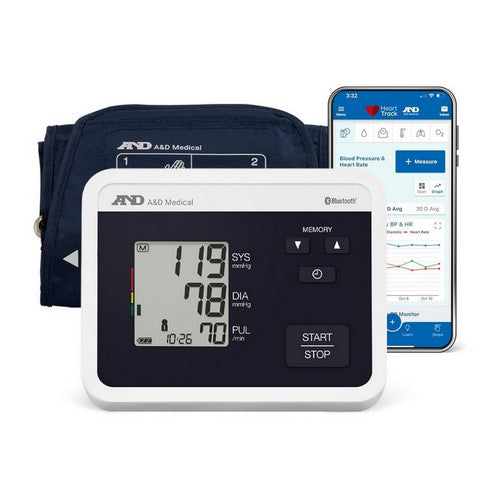 A&D Medical Multi-User Bluetooth Upper Arm Blood Pressure Monitor With Wide Range Cuff, 8.6" To 16.5" Blood Pressure Monitors Pasteur Pharmacy