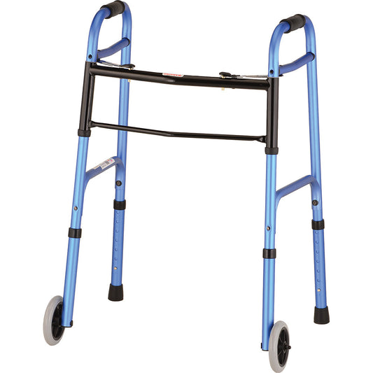Nova Blue Folding Walker With 5″ Wheels Walkers Pasteur Pharmacy