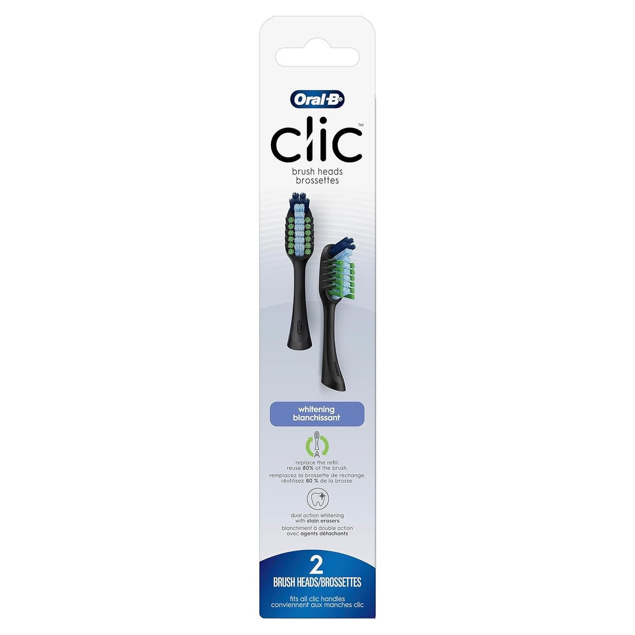 Oral-B Clic Toothbrush Replacement Brush Heads, Whitening, Black Toothbrushes Pasteur Pharmacy