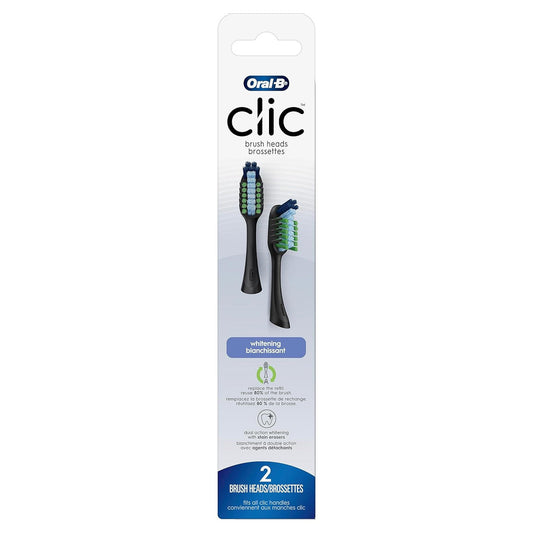 Oral-B Clic Toothbrush Replacement Brush Heads, Whitening, Black Toothbrushes Pasteur Pharmacy