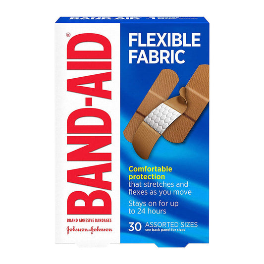 Band-Aid® Brand Flexible Fabric Adhesive Bandages – Assorted Sizes (30 Ct Box) First Aid Pasteur Pharmacy