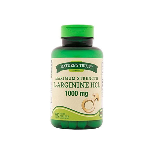 Nature's Truth Vitamins, Maximum Strength L-Arginine HCL, 1,000 Mg, 50 Coated Caplets Vitamins & Supplements Pasteur Pharmacy