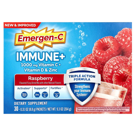 Emergen-C Immune Support+ Fizzy Drink Mix Raspberry 30Ct Vitamins & Supplements Pasteur Pharmacy