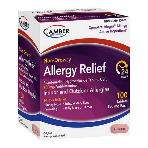 Camber Fexofenadine Hydrochloride, Allergy Relief 180mg, 100ct Health Care Pasteur Pharmacy