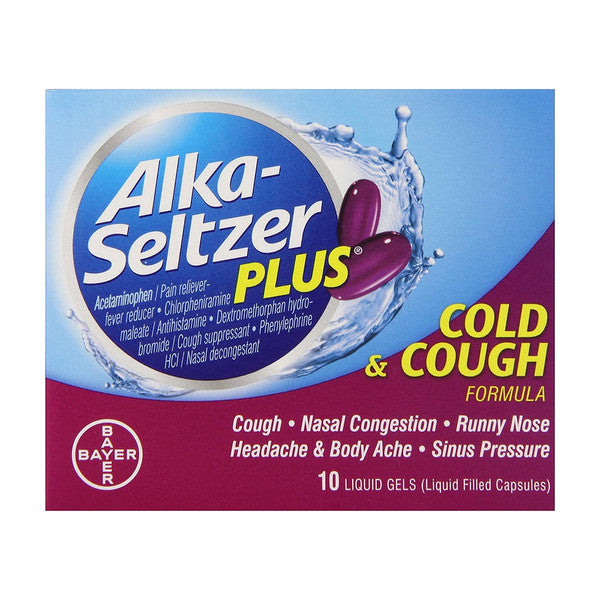 Alka-Seltzer Plus Cold & Cough Relief, Liquid Gels (10 Count) Medicine & Drugs Pasteur Pharmacy