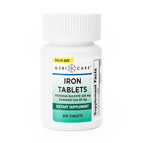 GeriCare Ferrous Sulfate 325 mg (65 mg Elemental Iron) – Iron Supplement (100 Tablets) Tablet Computers Pasteur Pharmacy