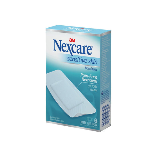 Nexcare Sensitive Skin Bandages, Knee & Elbow Size, Pain-Free Removal, 6 Count Medical Tape & Bandages Pasteur Pharmacy