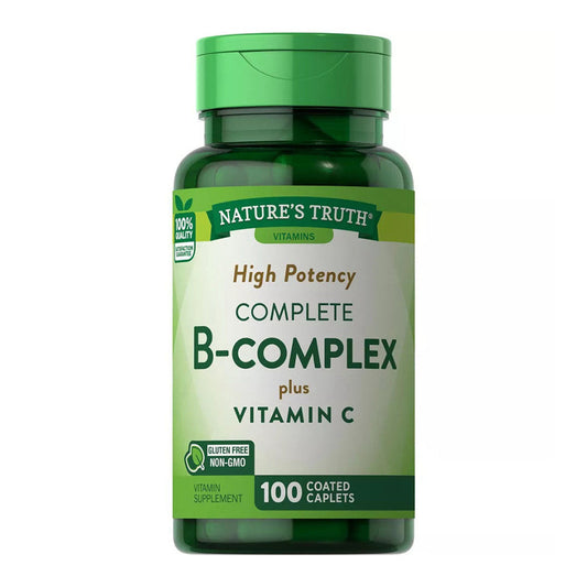 Nature's Truth B-Complex Plus Vitamin C (Complete High Potency - 100 Caplets) Vitamins & Supplements Pasteur Pharmacy