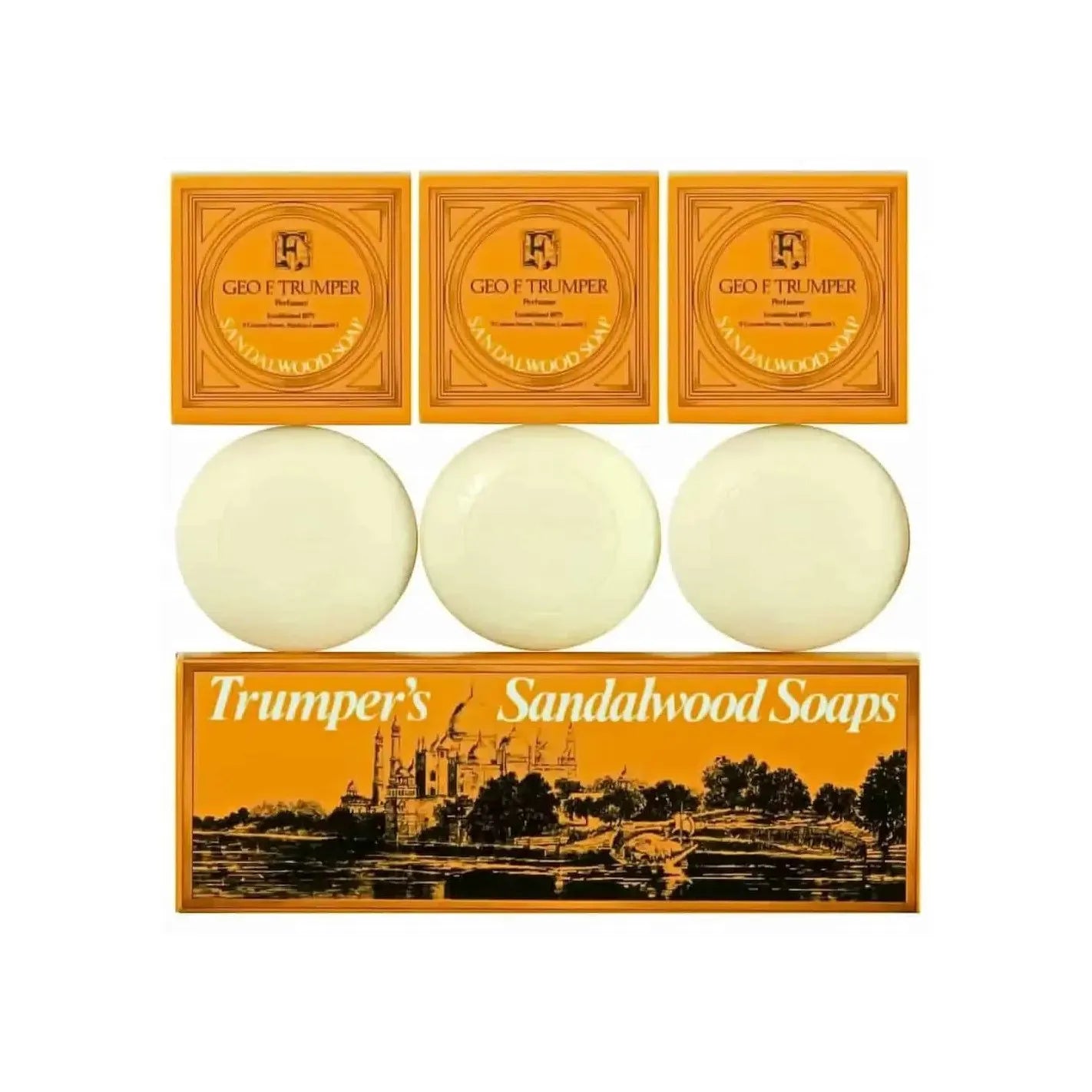 Geo F. Trumper 3x75g Trumper's Collections Perfumer Sandalwood Soap Vintage Pasteur Pharmacy