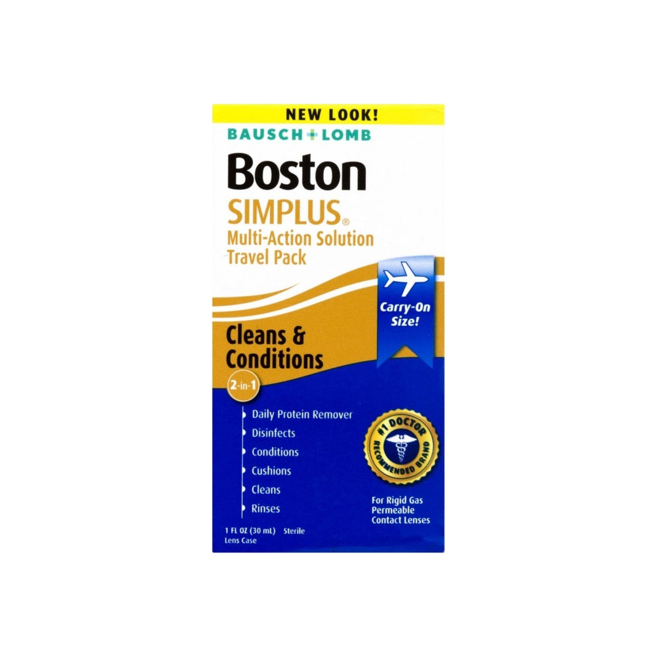 Boston Simplus Multi-Action Solution Travel Kit – All-in-One RGP Lens Care with Case, TSA Compliant, 1 Fl Oz Contact Lens Solution Pasteur Pharmacy