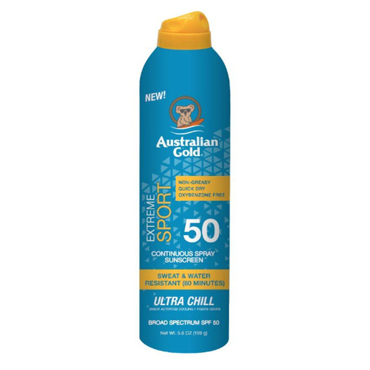 Australian Gold Extreme Sport Continuous Spray Sunscreen Ultra Chill SPF 50 6 Oz Sunscreen Pasteur Pharmacy