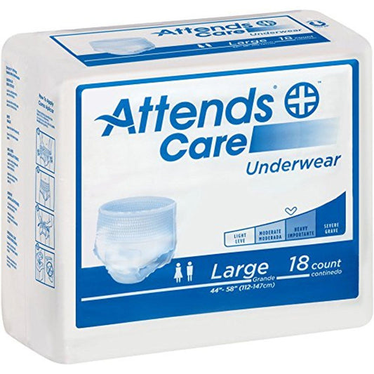 Attends Care Underwear - Heavy Absorbency, Large (72 Count / 4 Packs of 18) Incontinence Aids Pasteur Pharmacy