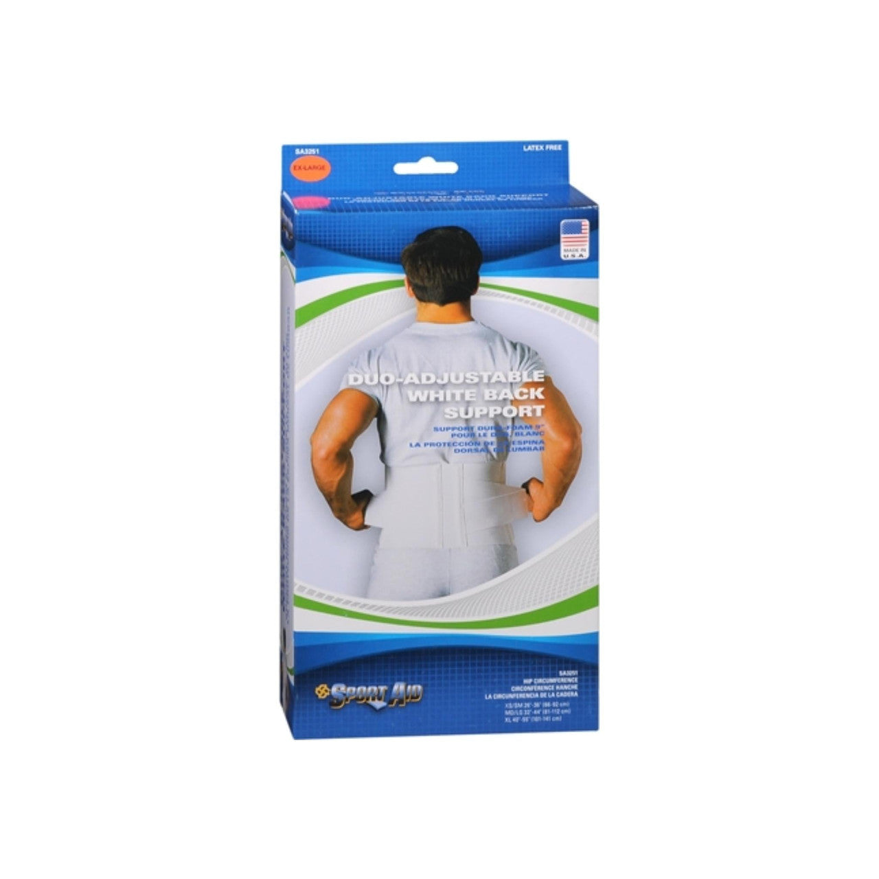 Sport Aid Duo-Adjustable Back Support – White (M/L) Back & Lumbar Support Cushions Pasteur Pharmacy