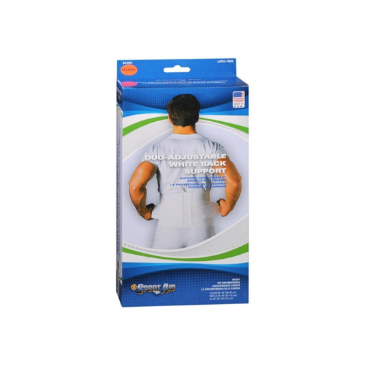Sport Aid Duo-Adjustable Back Support – White (M/L) Back & Lumbar Support Cushions Pasteur Pharmacy