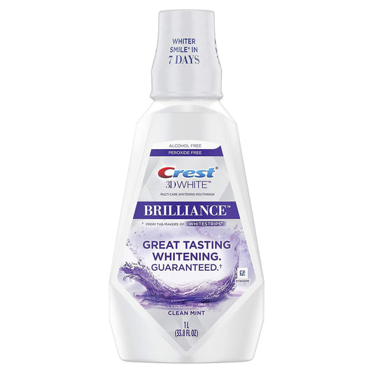Crest 3D White Brilliance Alcohol Free Whitening Mouthwash Clean Mint 33.8 Fl Oz Mouthwash Pasteur Pharmacy