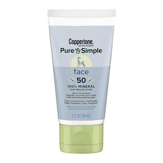 Coppertone Pure & Simple For Face SPF 50 Sunscreen Lotion, 2 Oz