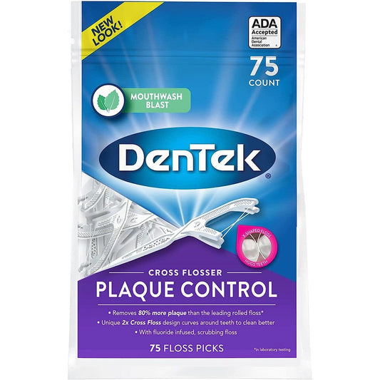 DenTek Cross Floss Picks, Triple Clean Technology, 75 Count Dental Floss Pasteur Pharmacy