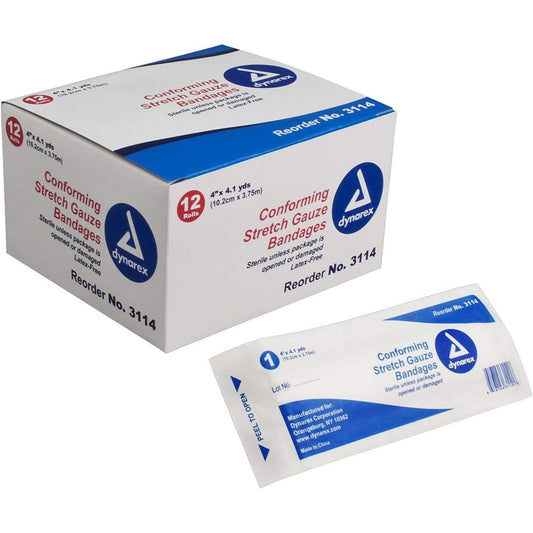 Dynarex 3114 Stretch Gauze Bandages – Bulk Box (96 Rolls) Medical Tape & Bandages Pasteur Pharmacy