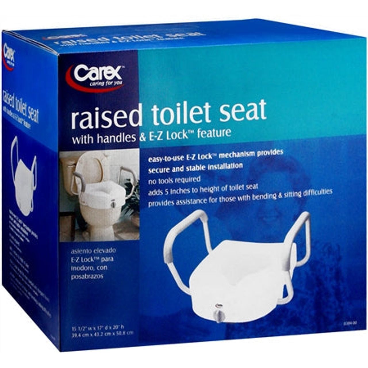 Carex E-Z Lock Raised Toilet Seat With Non-Adjustable Handles Bath & Body Pasteur Pharmacy