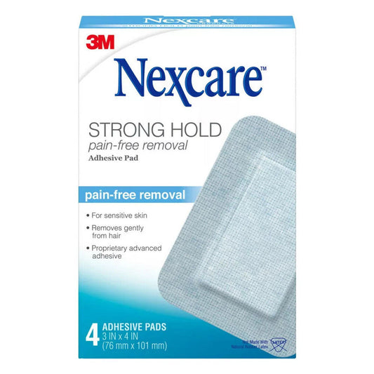 Nexcare Sensitive Skin Adhesive Pads, Pain-Free Removal, 3 in x 4 in, 4 ct First Aid Pasteur Pharmacy