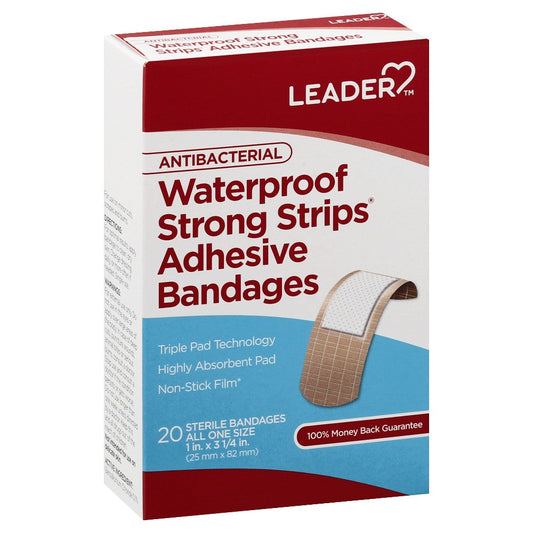 Leader™ Antibacterial Waterproof Strong Strips (20 ct) Medical Tape & Bandages Pasteur Pharmacy