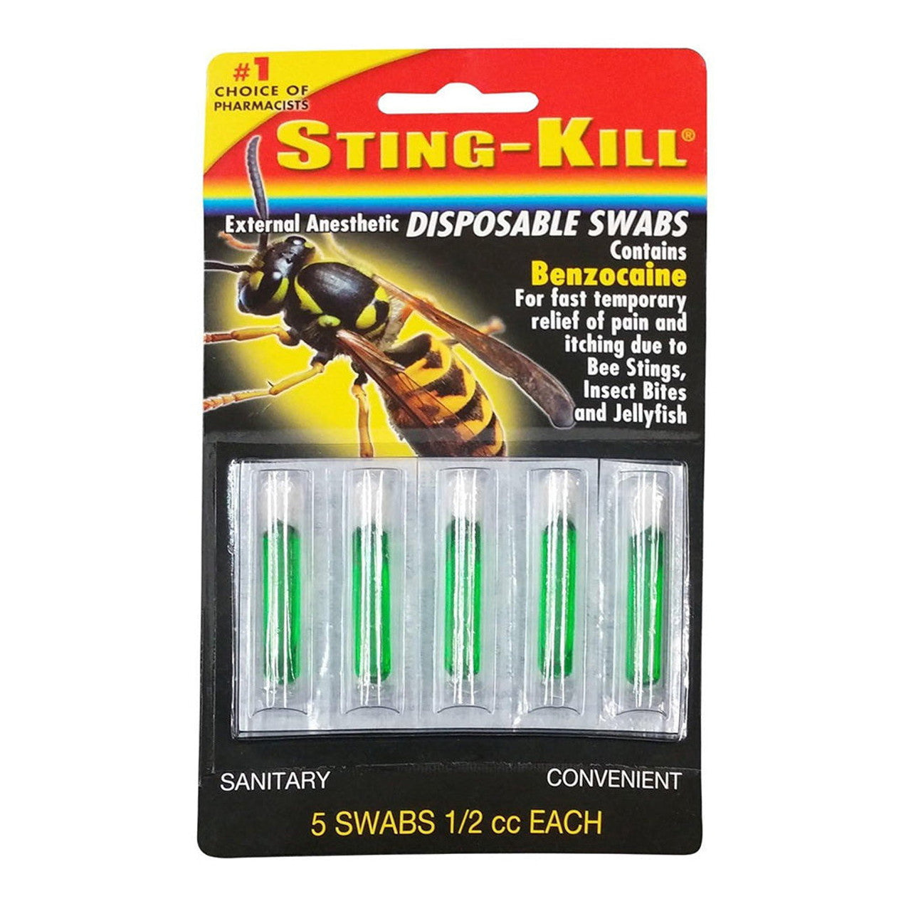 Sting-Kill External Anesthetic Swabs, Maximum Strength Pain & Itch Relief, 5 Count First Aid Pasteur Pharmacy