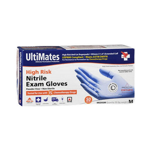 Ultimates High Risk Nitrile Exam Gloves Extended Cuff Medium Disposable Gloves Pasteur Pharmacy
