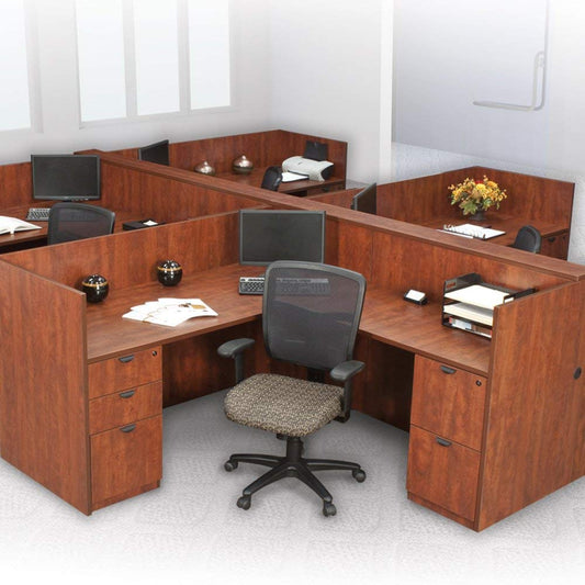 Office Pope Workstation Cubicle Desk, L-Shaped Systems Furniture, Wooden Panels, Modular Station (1 Person Workstation W 0 File Cabinets, Mahogany) Workstations & Cubicles Pasteur Pharmacy
