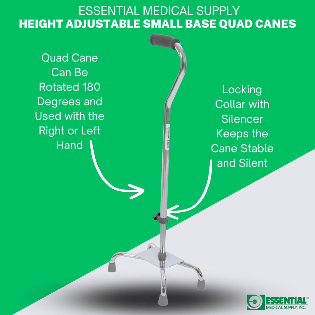 Essential Medical Supply Endurance Small Base Quad Cane In Silver Canes & Walking Sticks Pasteur Pharmacy