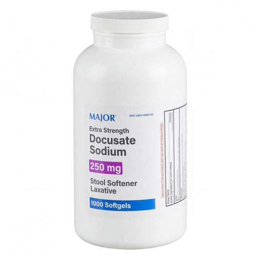 Major Stool Softener 250 mg (Docusate Sodium) - Extra Strength Relief, 1000 Softgels Medicine & Drugs Pasteur Pharmacy