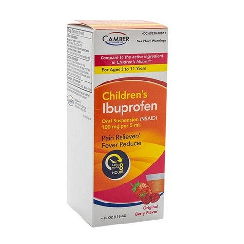 Camber Children's Ibuprofen Suspension Original Berry, 100 Mg, 4 Oz Medicine & Drugs Pasteur Pharmacy
