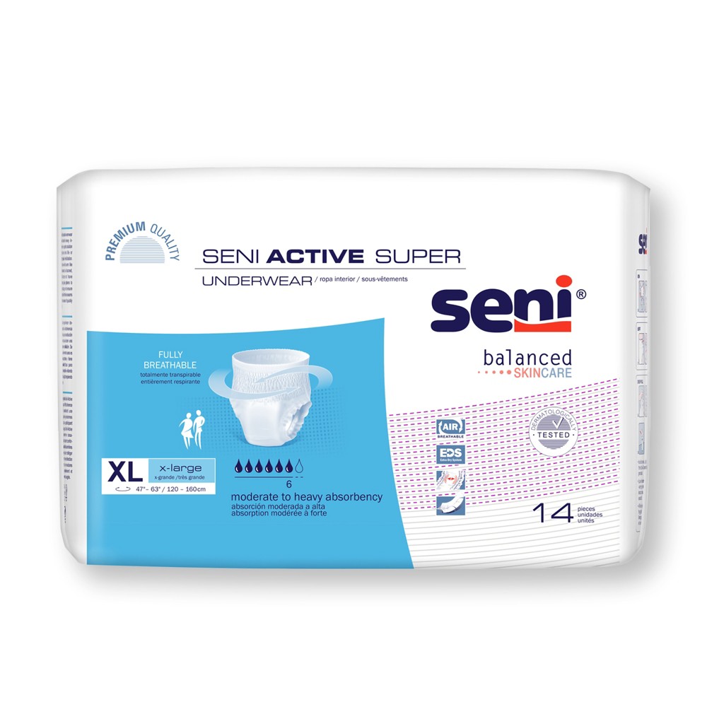 Seni Active Super Disposable Underwear Pull On With Tear Away Seams X-Large S-X Underwear Pasteur Pharmacy