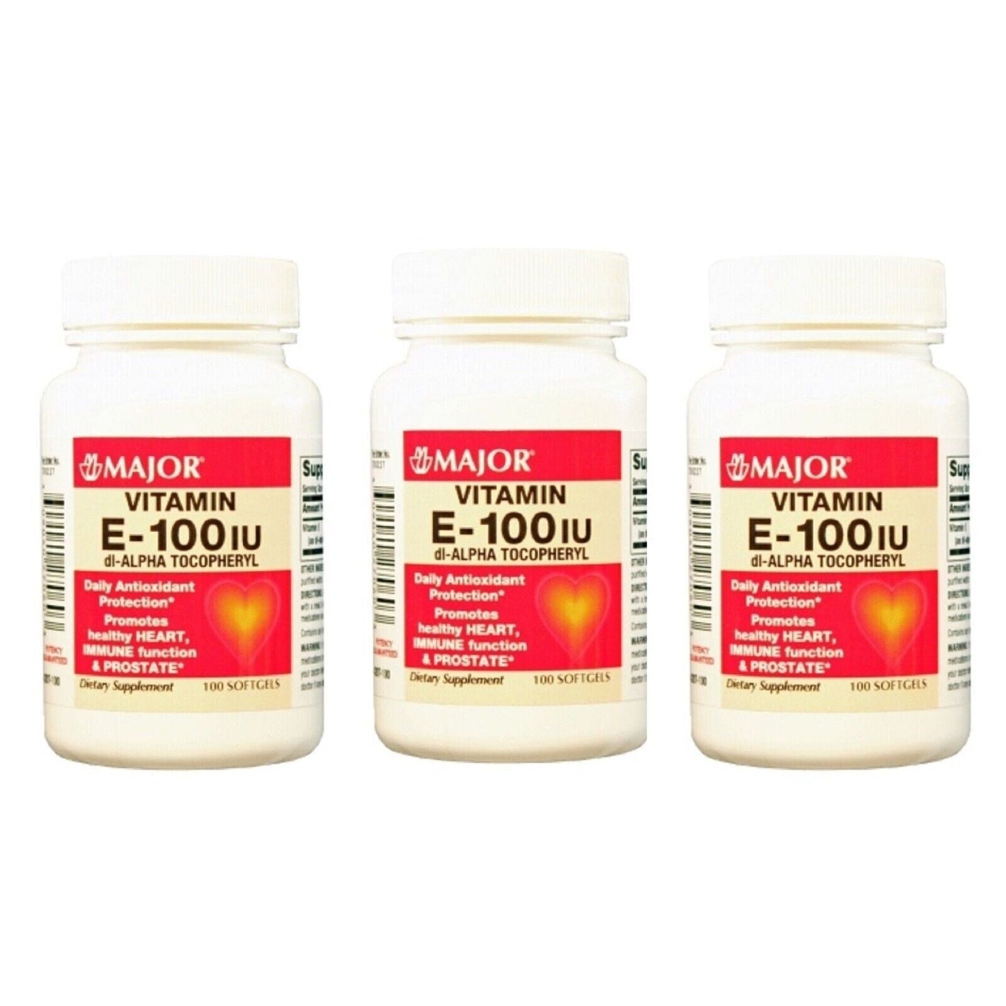 Major Vitamin E-100 IU 100 Sofgels * 3 Pack Vitamins & Supplements Pasteur Pharmacy