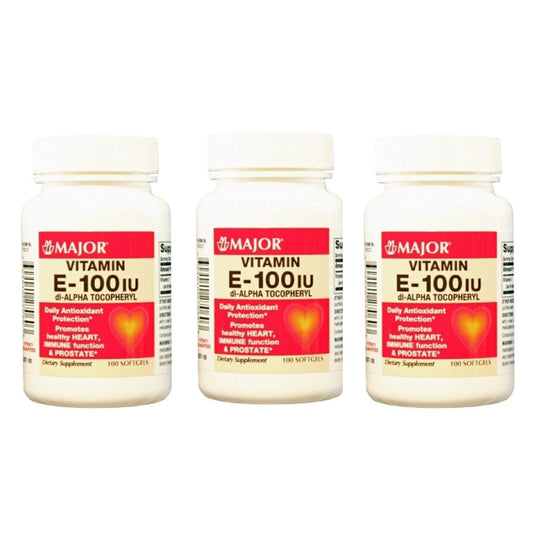 Major Vitamin E-100 IU 100 Sofgels * 3 Pack Vitamins & Supplements Pasteur Pharmacy