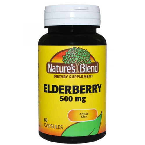 Nature's Blend Elderberry, 500 Mg, 60 Caps Herbs & Spices Pasteur Pharmacy
