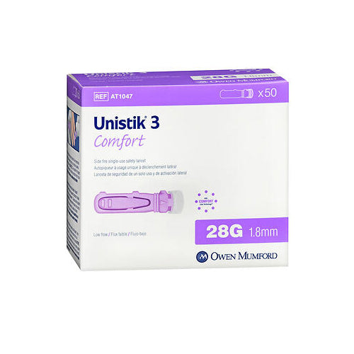 Unistik® 3 Comfort Safety Lancets – 28 Gauge (Purple) Lancing Devices Pasteur Pharmacy