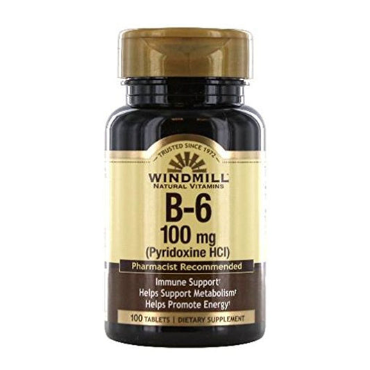 Windmill Natural Source Vitamin B-6, 100 Mg Tablets Vitamins & Supplements Pasteur Pharmacy