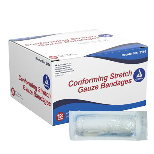 Dynarex Stretch Gauze Bandage Roll, Sterile, 4", Box/12 Pet Medical Tape & Bandages Pasteur Pharmacy