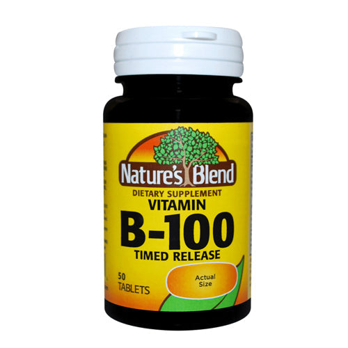 Nature's Blend® B-100 Complex – Timed Release – 50 Tablets Vitamins & Supplements Pasteur Pharmacy