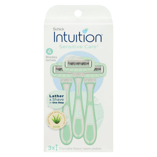 Schick Intuition Sensitive Care 4 Blades Disposable Razors 3 Ea Razors & Razor Blades Pasteur Pharmacy