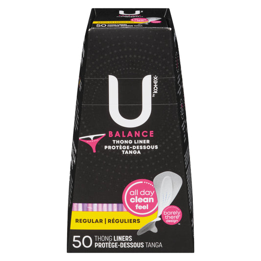 U by Kotex Balance Thong Panty Liners, Regular Absorbency, 50 Count Feminine Pads & Protectors Pasteur Pharmacy