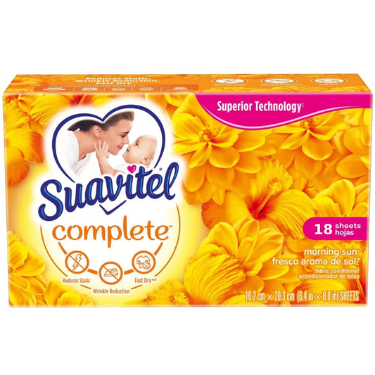 Suavitel Complete Fabric Conditioner Morning Sun 18 Sheets Fabric Softeners & Dryer Sheets Pasteur Pharmacy