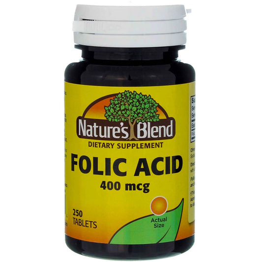 Nature's Blend Folic Acid 400 Mcg Tablets 250Ct Vitamins & Supplements Pasteur Pharmacy