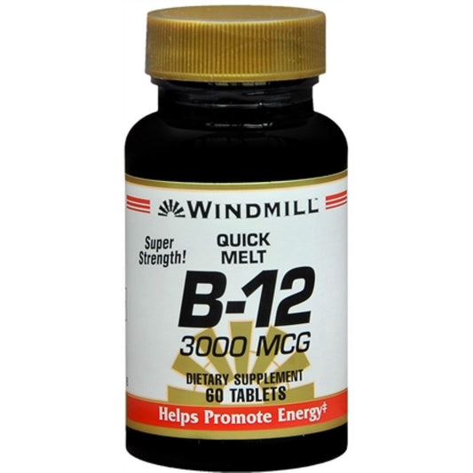 Windmill® Vitamin B-12 3000 mcg – High Potency Quick Melt Tablets Vitamins & Supplements Pasteur Pharmacy