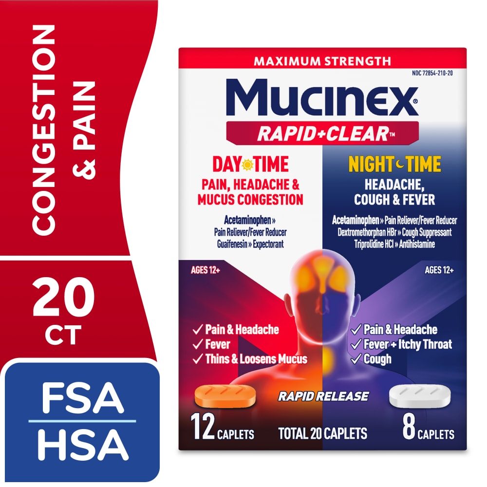 Mucinex Rapid +Clear Day & Night Caplets 20 Ct Health & Beauty Pasteur Pharmacy