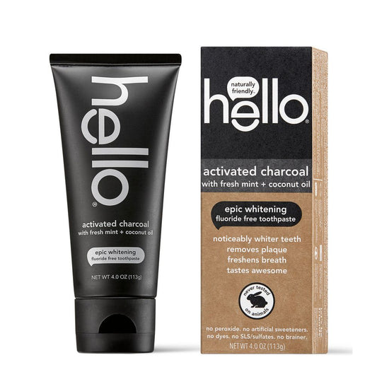 Hello Fluoride Free Epic Whitening Activated Charcoal Fresh Mint Coconut Oil Toothpaste 4Lb Toothpaste Pasteur Pharmacy