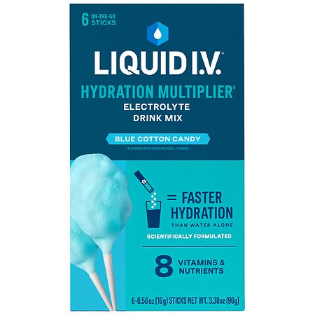 Liquid I.V. Hydration Multiplier Powdered Electrolyte Drink Mix Blue Cotton Cand Powdered Beverage Mixes Pasteur Pharmacy