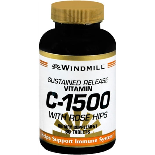 Windmill Vitamin C-1500 Mg Rose Hips Sustained Release 60 Tablets Vitamins & Supplements Pasteur Pharmacy