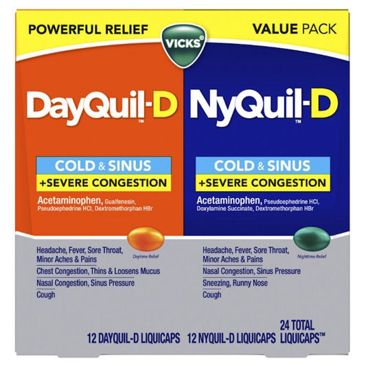 Vicks Dayquil-D & NyQuil-D Liquicaps Twin Pack Health & Beauty Pasteur Pharmacy