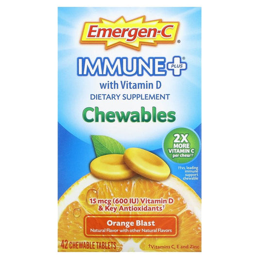 Emergen-C Immune Support+Chewable Tablets Orange Blast - 42ct Vitamins & Supplements Pasteur Pharmacy